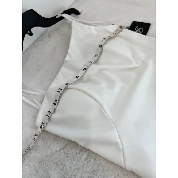 New La Femme Size 2 One-Shoulder Jersey Gown white 28176 *Stain* - Picture 5 of 12